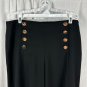 Loft Womens High-Waist Black Button Front Wide-Leg Pants Size 6