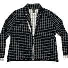 Grace Dane Lewis Womens XL Black & White Geometric Open Front Cardigan Sweater