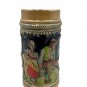 German Ceramic Beer Stein With Relief Hand-Painted Dancing Scene & Landscape