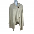Bobeau Beige Knit Wrap Poncho With Button Closure M Bobeau Beige Knit Wrap Poncho With Button Closure M