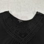 Folunsi Womens Crocheted Neckline Black Top 2X Short Sleeve Loose Fit Rayon Blen