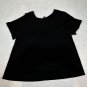 Folunsi Womens Crocheted Neckline Black Top 2X Short Sleeve Loose Fit Rayon Blen