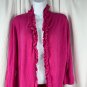 New York & Company Stretch Pink Ruffle Open Front Cardigan Womens M