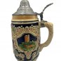 Vintage Hand-Painted German Beer Stein Pewter Lid "Hanau A.M." Rathaus Scene