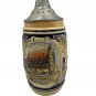 Vintage Hand-Painted German Beer Stein Pewter Lid "Hanau A.M." Rathaus Scene