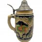 Vintage Hand-Painted German Beer Stein Pewter Lid "Hanau A.M." Rathaus Scene