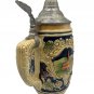 Vintage Hand-Painted German Beer Stein Pewter Lid "Hanau A.M." Rathaus Scene
