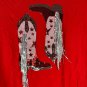 Blue b Collection Womens Poppy Red Sequin Cowgirl Boot T-Shirt Size L