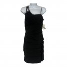 City Triangles Womens One-Shoulder Ruched Beaded Black Dress Size M Cocktail