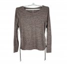 St Johns Bay Womens Active Knit Top Long Sleeves Side Cinch Hem XL Heather Brown