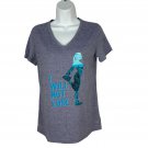 Danskin Now Womens Semi-Fitted Graphic Tee I Will Not Lose S Gray/Blue