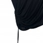 Studio Y Black Asymmetrical Top Mesh Leaf Shoulder Detail Ruched Side XL Vietnam
