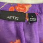 Apt. 9 Womens Floral Sheer Blouse Purple Red 3/4 Sleeve Lightweight Size Large