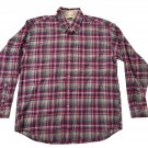Haggar Forever New Mens Large Plaid Button-Down Shirt Red/Beige Long-Sleeve
