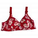 Floral Red Bra With Rose Print & Jewel Detail Size Large