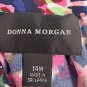 Donna Morgan Womens 14W Multicolor Printed Dress Navy Pink Lightweight Polyester