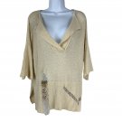 Easel Beige Distressed Knit Sweater Size Small Acrylic/Nylon Blend