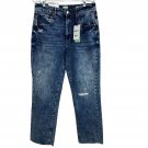 Articles Of Society Womens Village High Rise Distressed Straight Jeans Size 12