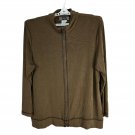 Slinky Brand Womens Brown Zip-Up Jacket Size 1X Lightweight Stretchy