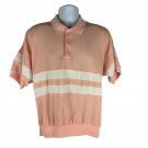 Vintage Envoy Peach & White Striped Short Sleeve Polo Shirt Size M