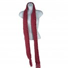 Handmade Crochet Scarf Women Long Pink Textured Ribbed Fringe Stylish Warm Soft
