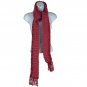 Handmade Crochet Scarf Women Long Pink Textured Ribbed Fringe Stylish Warm Soft