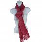 Handmade Crochet Scarf Women Long Pink Textured Ribbed Fringe Stylish Warm Soft
