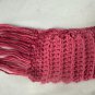 Handmade Crochet Scarf Women Long Pink Textured Ribbed Fringe Stylish Warm Soft