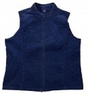 Basic Editions Womens XL Quilted Vest Navy Blue Sleeveless Zip Front Basic Editions Womens XL Quilted Vest Navy Blue Sleeveless Zip Front