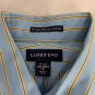 Lands End Mens 17-33 Tailored Fit Blue Yellow Striped No Iron Button Shirt