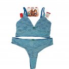 Parade Womens 2-Piece Bralette & Thong Set Lace XS Blue Floral Soft Stretch New
