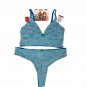 Parade Womens 2-Piece Bralette & Thong Set Lace XS Blue Floral Soft Stretch New