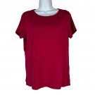 St. Johns Bay Womens T-Shirt Medium Short-Sleeve Solid Red Casual Top