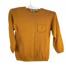 Cross Sport Mens Mustard Yellow Knit Sweater Size L 100% Cotton Crew Neck Pocket