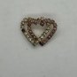 Gold-Tone Double Heart Rhinestone Brooch Pin