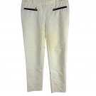 Ann Taylor Signature Womens Pants Size O Cream Slim Fit Cotton Blend Stretch