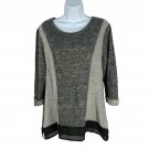 Style & Co Womens Medium Gray Knit Top Heart Embellished Sheer Hem Pullover