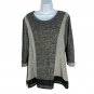 Style & Co Womens Medium Gray Knit Top Heart Embellished Sheer Hem Pullover