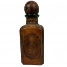 Vintage Leather Wrapped Decanter Wooden Stopper & Embossed Design A Menini Italy