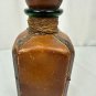 Vintage Leather Wrapped Decanter Wooden Stopper & Embossed Design A Menini Italy