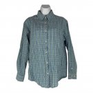 Eddie Bauer Womens Small Plaid Button-Up Long Sleeve Shirt Blue/Green