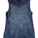 Wet Seal Womens Sleeveless Top Size M Blue Leopard Design Casual Lightweight USA