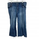 Time And Tru Womens High Rise Frayed Hem Denim Jeans Size 18 Dark Wash Stretch