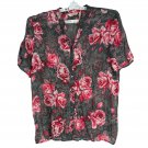 Millers Womens Floral Blouse Size 16 Sheer Short Sleeve Button-Up Shirt