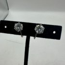 Silver Clip-On Earrings With Large Round Clear Crystal Stones