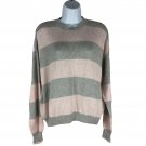 One Grey Day Womens Striped Knit Sweater In Sage & Blush Size S