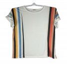 BiBi Womens Size XL Striped Short Sleeve T Shirt White Multi Color Pattern