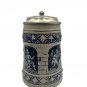 Vintage German Stein Blue/Gray Relief Scene Ornate Pewter Lid Handle Original