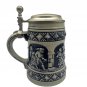 Vintage German Stein Blue/Gray Relief Scene Ornate Pewter Lid Handle Original