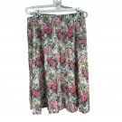 Floral Print Womens Skirt Size 16 Petite Elastic Waist Pink Green USA